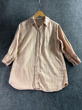 Allen Allen 100% linen Light Peach Button-Up Shirt